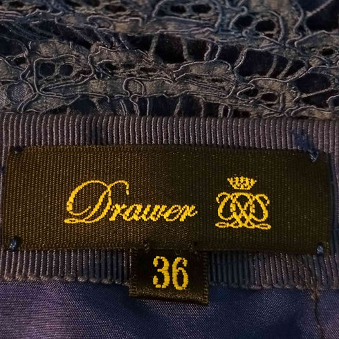ドゥロワー Drawer ウエストサイドジップ 膝丈レーススカート 両サイドポケット レディース 36