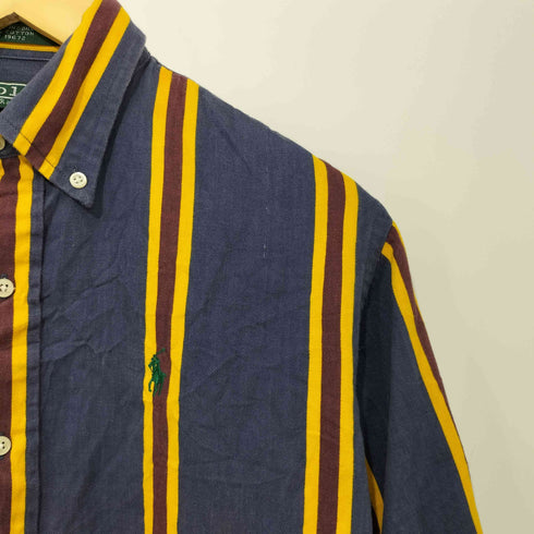 ポロバイラルフローレン Polo by RALPH LAUREN 80S ポニー刺繍 ストライプ ボタンダウンシャツ メンズ import:L