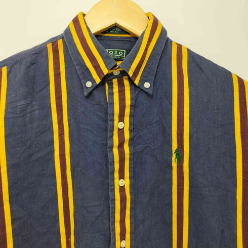 ポロバイラルフローレン Polo by RALPH LAUREN 80S ポニー刺繍 ストライプ ボタンダウンシャツ メンズ import:L