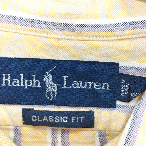 ラルフローレン RALPH LAUREN 90S ポニー刺繍 ストライプ ボタンダウンシャツ メンズ import:XL