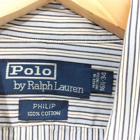ラルフローレン RALPH LAUREN 90S PHILIP ストライプ ロングスリーブ レギュラーカラーシャツ メンズ 16 34/35