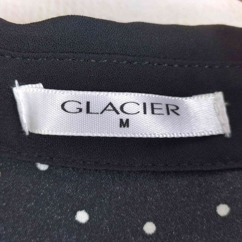 GLACIER ドット柄 衿付ワンピース ギャザー切替プリーツ レディース JPN:M