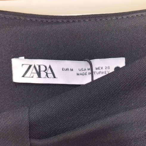 ザラ ZARA ウエストリボン 2タック テーパードスラックス レディース M