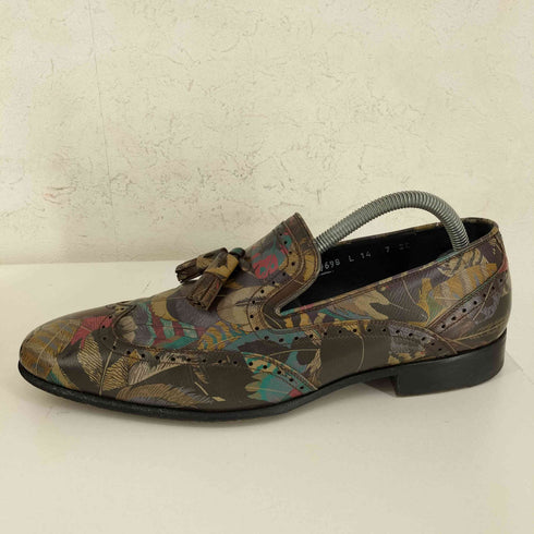 サルヴァトーレフェラガモ Salvatore Ferragamo MADE IN ITALY フェザーデザイン タッセルローファー メンズ 7EE