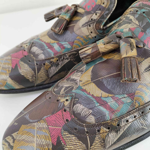 サルヴァトーレフェラガモ Salvatore Ferragamo MADE IN ITALY フェザーデザイン タッセルローファー メンズ 7EE