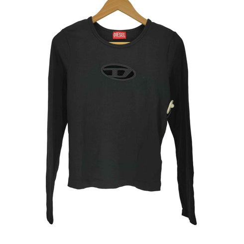 ディーゼル DIESEL T-ANGIE-LS くり抜きロゴ刺繍 クルーネックロングスリーブカットソー レディース import:M