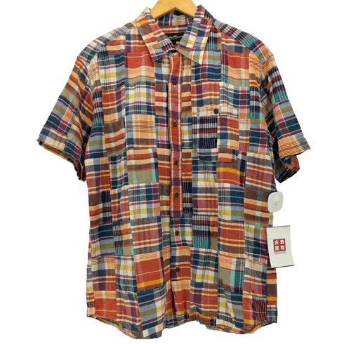 エディーバウアー Eddie Bauer 木ボタン S/S チェック シャツ メンズ import:M