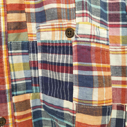 エディーバウアー Eddie Bauer 木ボタン S/S チェック シャツ メンズ import:M