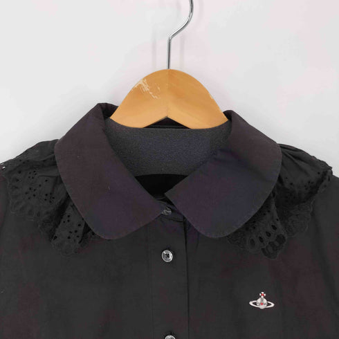 ヴィヴィアンウエストウッド Vivienne Westwood レース付きシャツ ブラウス 同色オーブ刺繍 レディース import:M