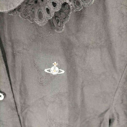 ヴィヴィアンウエストウッド Vivienne Westwood レース付きシャツ ブラウス 同色オーブ刺繍 レディース import:M