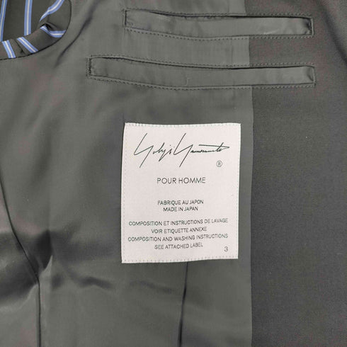 ヨウジヤマモトプールオム Yohji Yamamoto POUR HOMME 23AW DOUBLE LEFT PANEL 3-BUTTON JACKET メンズ JPN:2