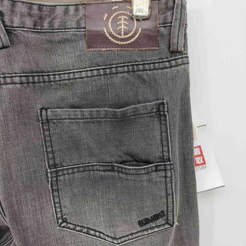 エレメント ELEMENT バックポケット ロゴ刺繍 ストレート ブラック デニム パンツ メンズ 34
