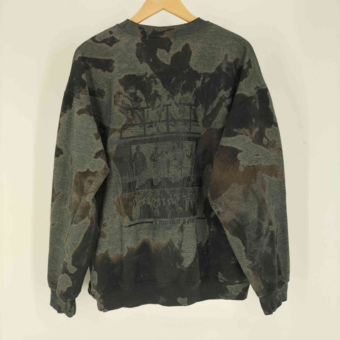 アンチセーシス antithesis. ダメージダスト ブリーチ バックプリント 裏起毛 クルーネックスウェット メンズ import:L