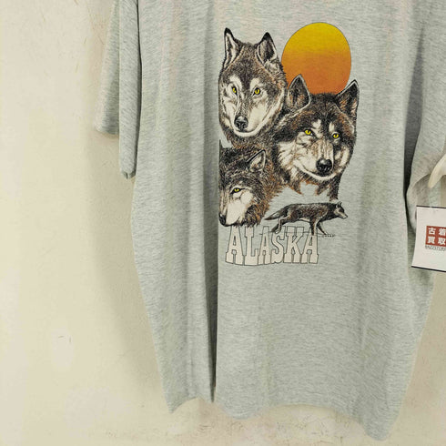スクリーンスターズ SCREEN STARS 80s MADE IN USA ウルフプリント霜降りTシャツ ALASKA ©ACE87 メンズ import:XXL