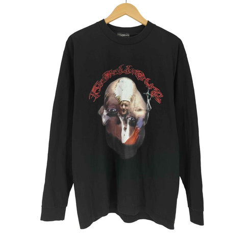 rebellious IF YOU CUT IT IT IS RED 人面 プリント クルーネックカットソー ロンT メンズ import:L