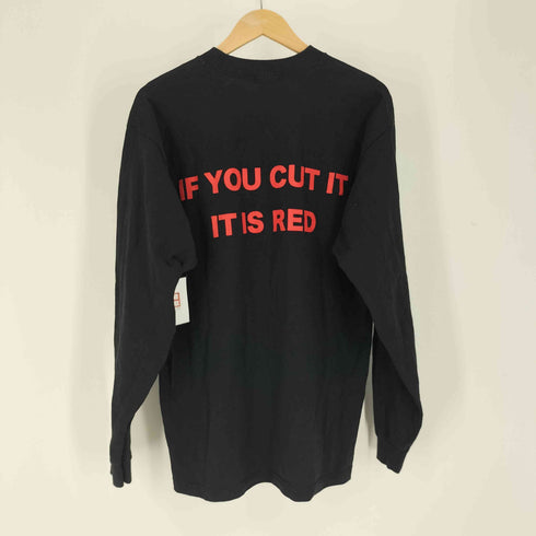 rebellious IF YOU CUT IT IT IS RED 人面 プリント クルーネックカットソー ロンT メンズ import:L