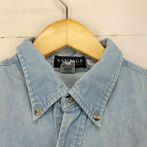 企業ロゴ刺繍半袖デニムシャツ メンズ JPN:L