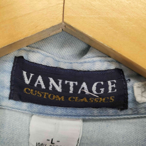 企業ロゴ刺繍半袖デニムシャツ メンズ JPN:L