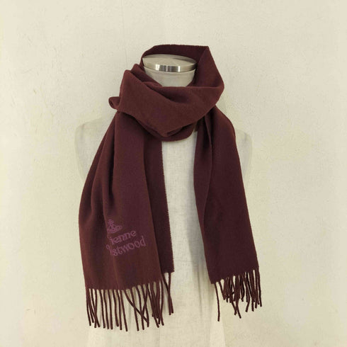 ヴィヴィアンウエストウッド Vivienne Westwood オーブ刺繍 ウール フリンジ マフラー メンズ