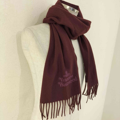 ヴィヴィアンウエストウッド Vivienne Westwood オーブ刺繍 ウール フリンジ マフラー メンズ