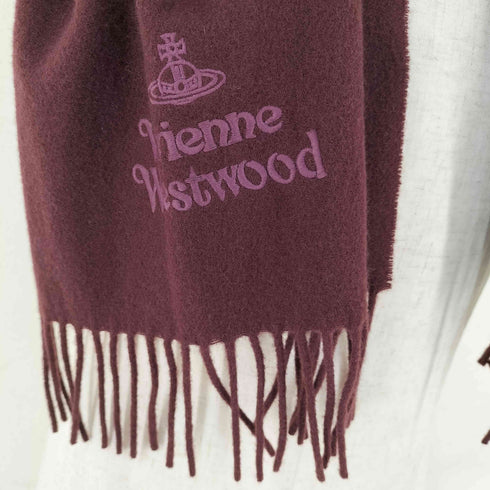 ヴィヴィアンウエストウッド Vivienne Westwood オーブ刺繍 ウール フリンジ マフラー メンズ