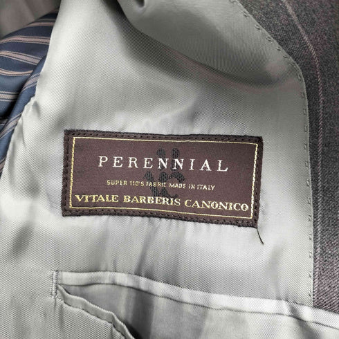バーニーズニューヨーク BARNEYS NEWYORK PERENNIAL SUPER 110S FABRIC ストライプ 2B テーラードジャケット スラックス セットアップ メンズ 48