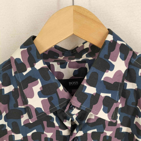 ボスヒューゴボス BOSS HUGO BOSS SLIM FIT STRETCH 総柄 レギュラーカラー 長袖シャツ メンズ import:L