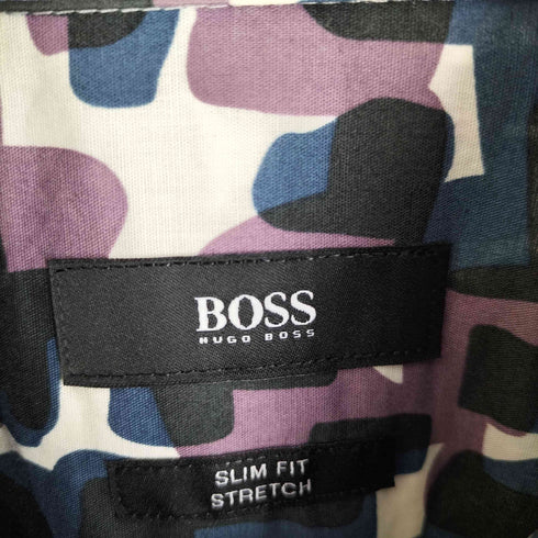 ボスヒューゴボス BOSS HUGO BOSS SLIM FIT STRETCH 総柄 レギュラーカラー 長袖シャツ メンズ import:L