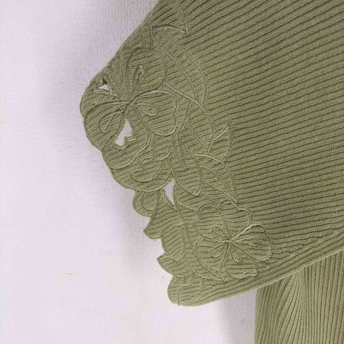 ナチュラルクチュール natural couture 刺繍衿強撚リブニット レディース FREE