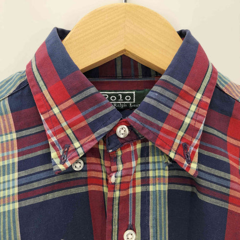 ポロバイラルフローレン Polo by RALPH LAUREN L/S スモールロゴ刺繍 チェック柄BDシャツ 緑タグ レディース 16