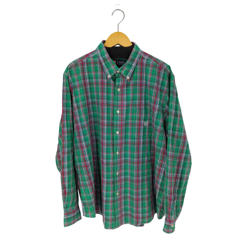 チャップス CHAPS 00S L/S ワンポイントロゴ刺繍 チェックワンポケットシャツ メンズ import:XXL