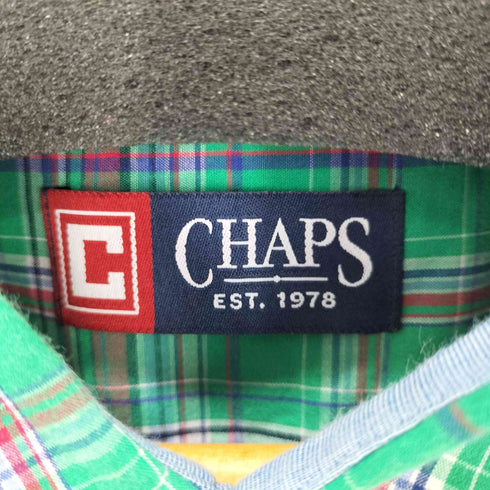チャップス CHAPS 00S L/S ワンポイントロゴ刺繍 チェックワンポケットシャツ メンズ import:XXL