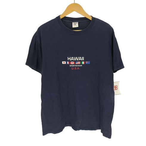 90-00S DELTAボディ HAWAII SPORTSWEAR U.S.A 国旗ロゴ S/S Tシャツ メンズ import:L