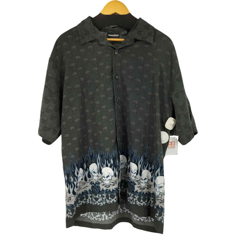 ODO 総柄 スカル S/S アロハシャツ メンズ import:L
