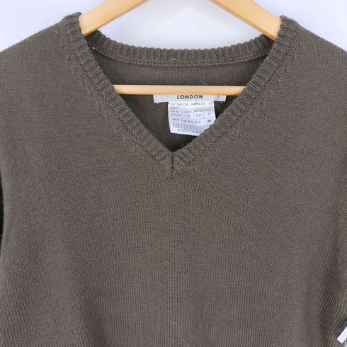 キャサリンハムネットロンドン KATHARINE HAMNETT LONDON アクリルウール Vネックニット メンズ M