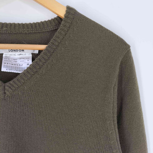 キャサリンハムネットロンドン KATHARINE HAMNETT LONDON アクリルウール Vネックニット メンズ M