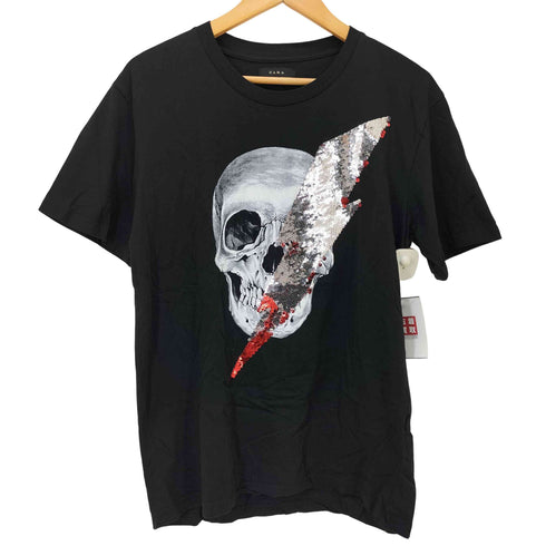 ザラ ZARA スパンコールデザインクルーネックS/S Tシャツ メンズ M