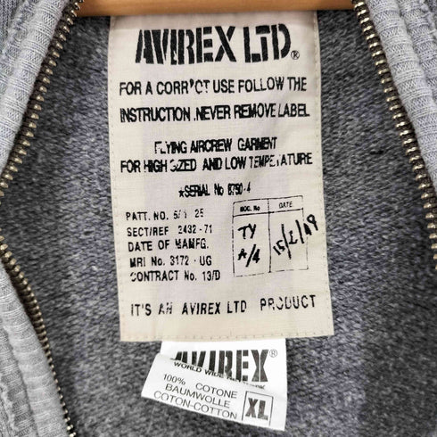アヴィレックス AVIREX ワッペンデザインジップパーカー メンズ import:XL