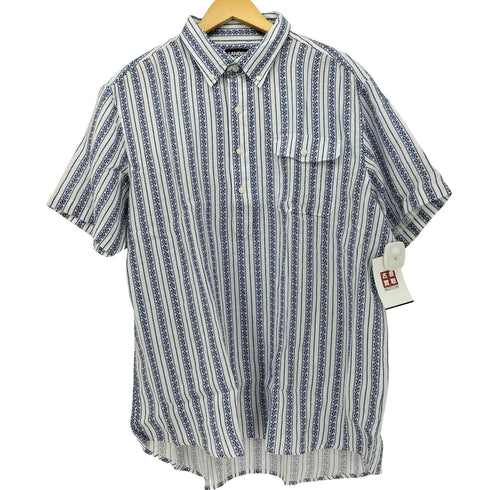 ランズエンド LANDS END 総柄 リネン ストライプ L/S シャツ メンズ import:XXL
