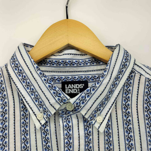 ランズエンド LANDS END 総柄 リネン ストライプ L/S シャツ メンズ import:XXL