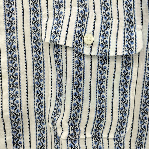 ランズエンド LANDS END 総柄 リネン ストライプ L/S シャツ メンズ import:XXL