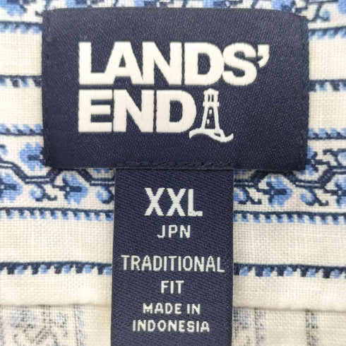 ランズエンド LANDS END 総柄 リネン ストライプ L/S シャツ メンズ import:XXL