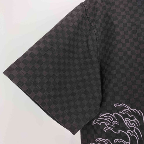カラクリダマシイ 絡繰魂 紫鯉刺繍 和柄半袖 アロハシャツ メンズ XXL