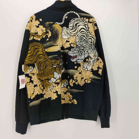 華鳥月 虎 刺繍 ジップアップジャケット メンズ XXL