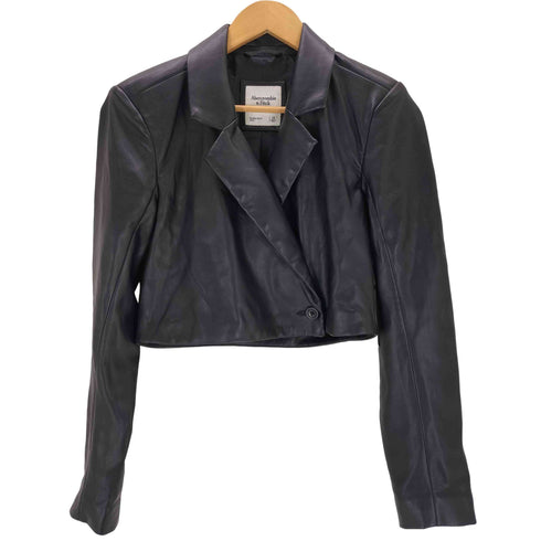 アバクロンビーアンドフィッチ Abercrombie & Fitch クロップドレザーテーラードジャケット レディース import:XS