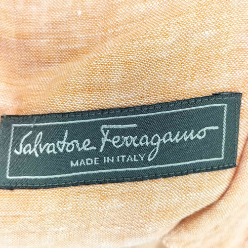 サルヴァトーレフェラガモ Salvatore Ferragamo イタリア製 リネン S/S シャツ メンズ import:L