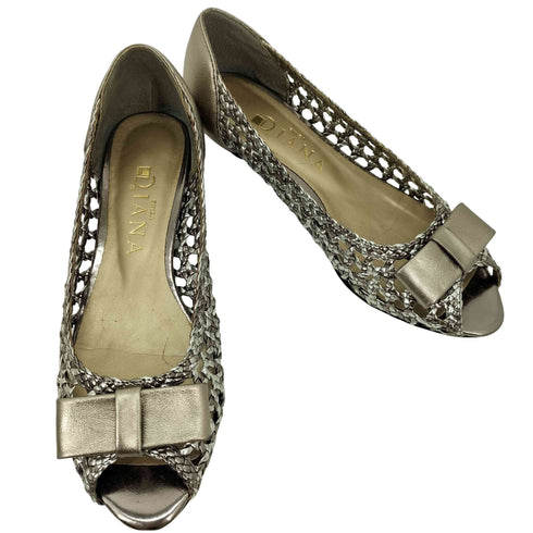 ダイアナ DIANA メタリッククロッシェパンプス レディース EUR:36