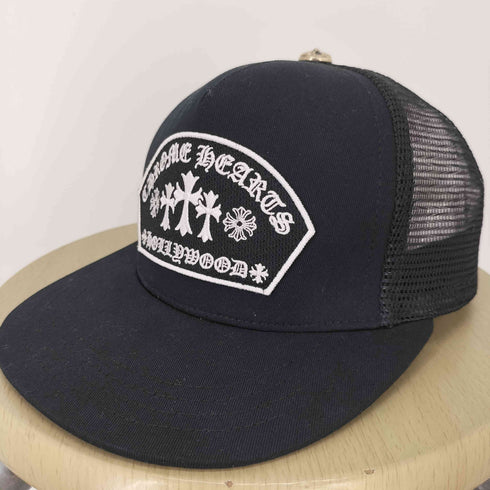 クロムハーツ CHROME HEARTS Trucker Cap Fabric Front 3 Cross Camouflage Black/White トラッカーキャップ ファブリックフロント 3クロス シルバーコンチョ メンズ ONE SIZE