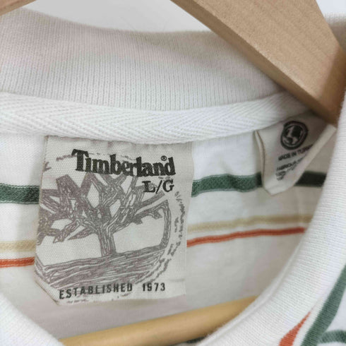 ティンバーランド Timberland ロゴ刺繍 マルチカラー ボーダー ポロシャツ メンズ import:L