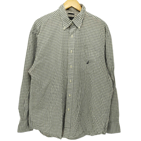 ノーティカ NAUTICA 80-90s チェック柄 TWO-PLY COTTON ボタンダウン ロングスリーブシャツ メンズ import:L